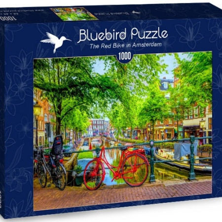 Bicicletă roșie în Amsterdam