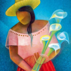 Puzzle - Bluebird - Femeie cu flori