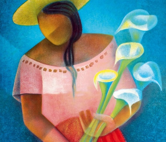 Puzzle - Bluebird - Femeie cu flori