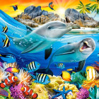 Puzzle - Castorland - Delfini în tropice