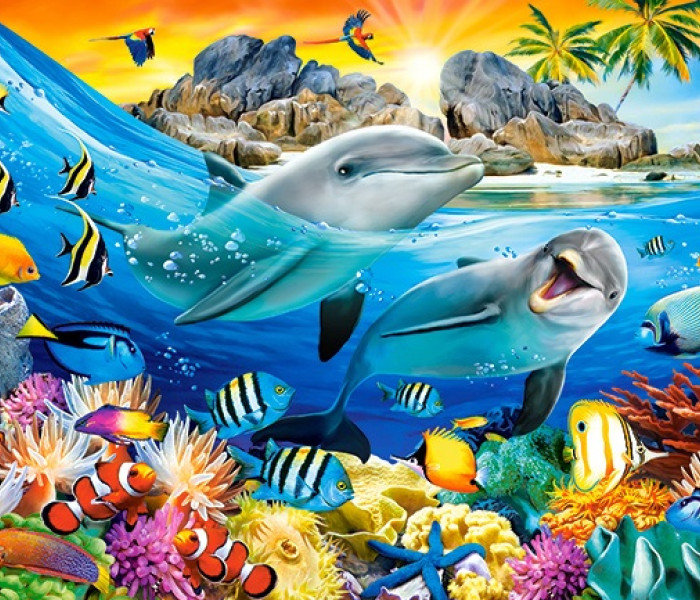 Puzzle - Castorland - Delfini în tropice