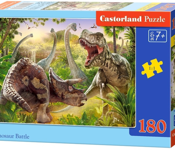 Puzzle - Castorland - Luptă de dinozauri