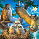 Puzzle - Castorland - Familie de bufnițe