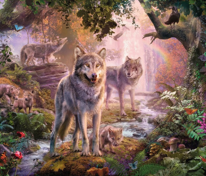 Puzzle - Ravensburger - Familie de lupi vara