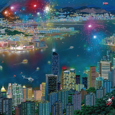 Focuri de artificii deasupra Hong Kong-ului