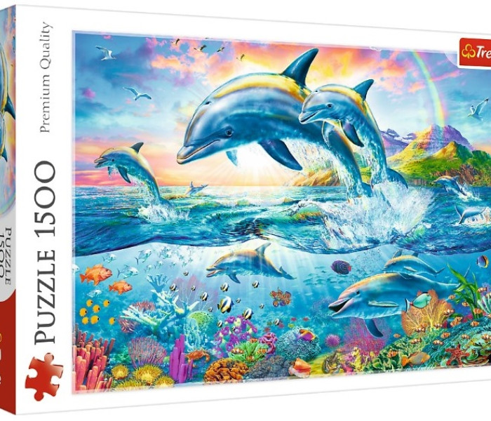 Puzzle - Trefl - Familie de delfini