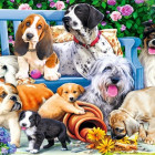 Puzzle - Trefl - Câini în grădină